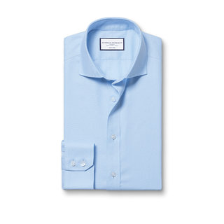 CHARLES TYRWHITT超修身版天空蓝纯棉易打理免烫商务衬衫男款内搭