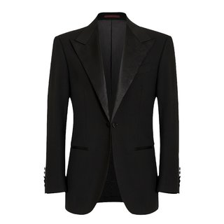 Double-breasted tuxedo lapel dress