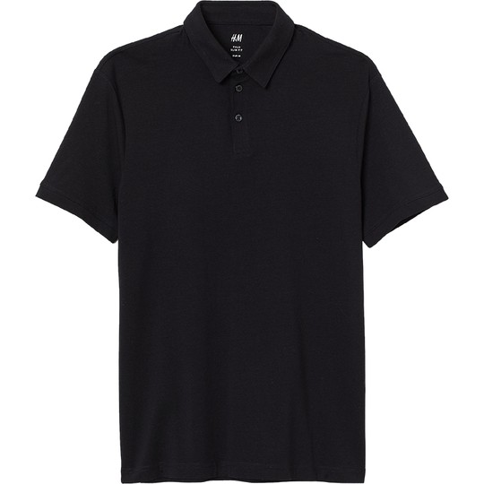 HM男装Polo衫薄款正肩商务通勤风翻领时尚休闲短袖上衣0956343