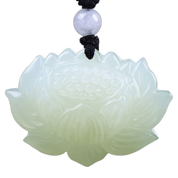 Natural hetian jade pendant white jade lotus jade pendant
