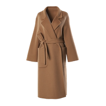 DPLAY winter light luxury temperament camel 11 5% camel velvet double-sided woolen coat