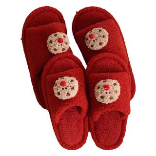 细细条 买一送一喜庆红色棉拖鞋冬男女新婚陪嫁可爱居家鞋本命年