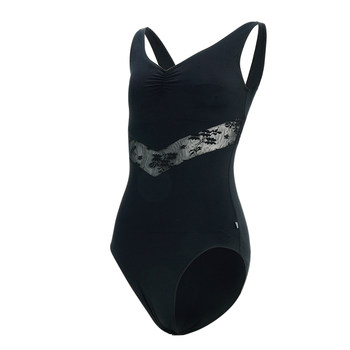 Sansha French Sansha Dancewear Women's Lace Spliced Ballet Leotard V-Neck Large Back Training Leotard for Body Shaping