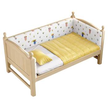 Solid wood children's spliced bed plus wide bedside crib