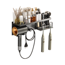 Cabei hair dryer storage rack bathroom punch-free gun ash hair dryer bracket bathroom hanger hair dryer storage rack