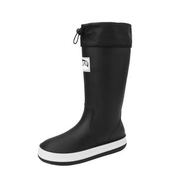 Rain boots men's winter non-slip waterproof construction site labor protection high rain boots plus velvet warm cotton shoes long kitchen water shoes