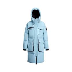 Bosideng winter women's extreme cold thickened drawstring waist workwear large profile mid-length goose down jacket