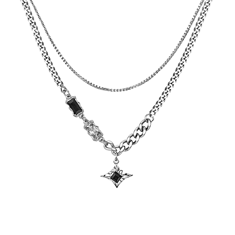 男士项链 纯银男士项链嘻哈痞帅重工街头冷淡风高级感高启强同款帝王锁骨链