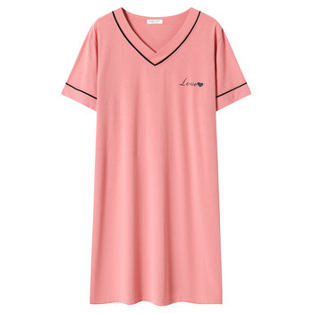 ຊຸດນອນສຳລັບແມ່ຍິງ summer modal cotton short-sleeved pajamas skirt summer thin cool mid-length home wear dress