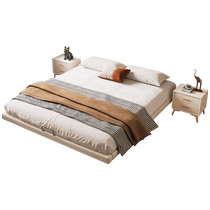 Suspended bed modern minimalist home master bedroom double iron frame bed dormitory rental room without bedside soft-wrapped iron bed