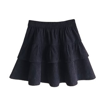 New spring and autumn corduroy puff skirt with elastic waist