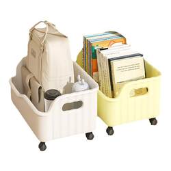 Under-desk bookshelf, storage rack, schoolbag storage cabinet, mobile office goodies, desktop, children's wheeled floor trolley