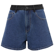 Brother is really good 2024 summer new style pure cotton personalized color matching post-brand high-waist denim shorts A100223