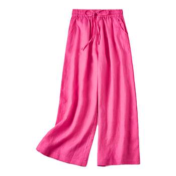 Literary summer loose linen cool ແອວສູງເກົ້າຈຸດ