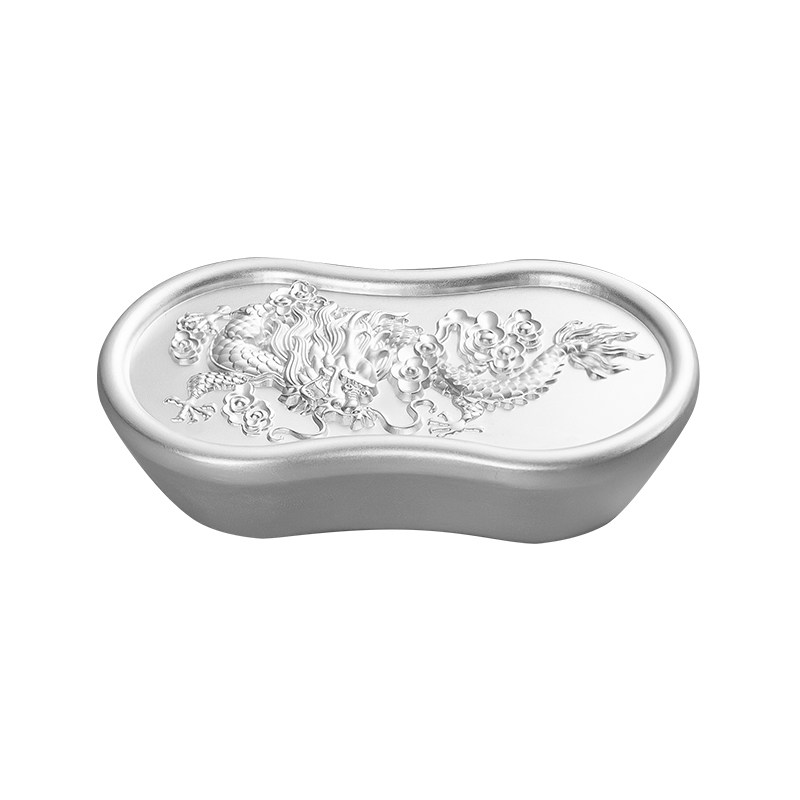 Dian Qingtang Pure Silver 999 Solid Dragon Traveling World Yuan Bao