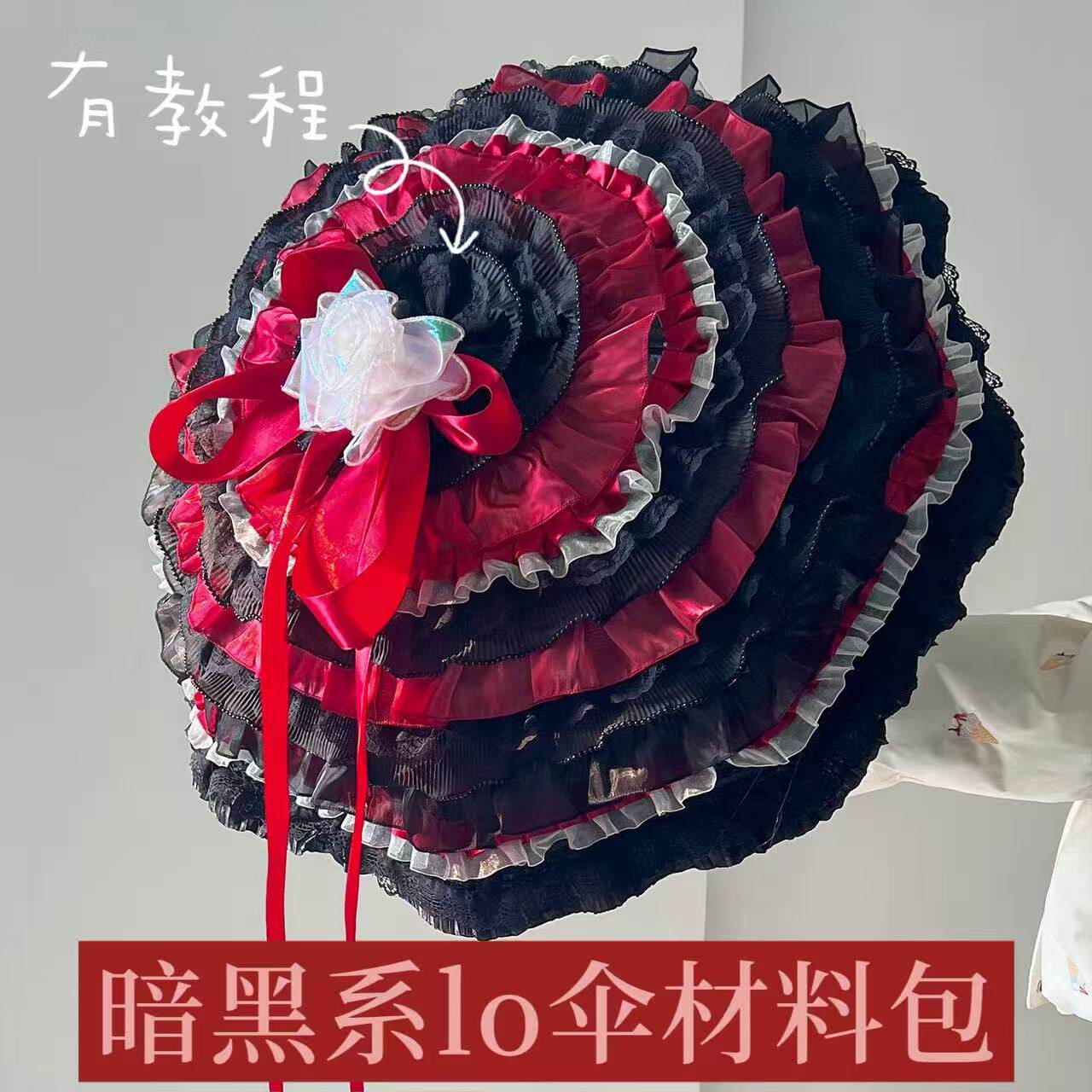 DIY Lolita Umbrella Materials, Black Lace Trim