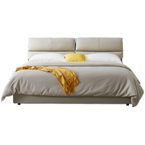 Italian minimalist leather bed master bedroom light luxury first-layer cowhide bedside table double bed combination set B1-RC611