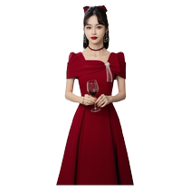 Toast dress for women 2024 new summer red door-to-door dress engagement dress skirt wedding day bride casual wear slimming