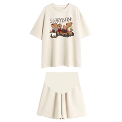 Maternity Wear Set, Summer Short-Sleeved Thin Loose T-Shirt Top and Pants, Casual Two-Piece Set, Home Wear That Can Be Worn Outside