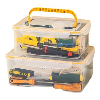 Toolbox storage box household portable transparent rectangular plastic gadget hardware tool box sorting box large size
