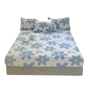 Washed cotton bed cover single piece