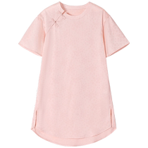 Songshan Cotton Shop Girl Cherry Blossom Short Sleeve Dress Light Soft Country Wind Outside Wearing childrens home Sleeping Dress Summer New