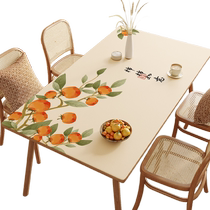 New Chinese style PVC leather dining table tablecloth waterproof oil-proof anti-scalding no-wash high temperature resistant rectangular coffee table table mat d