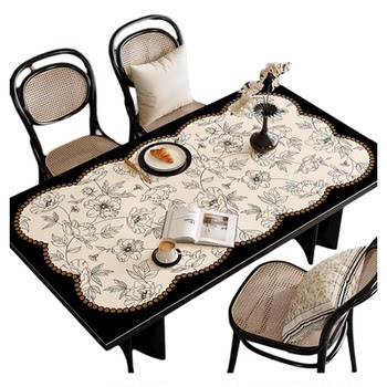 French retro dining table mat waterproof and oil-proof free washing table cloth light luxury high-temperature and anti-scalding desktop tea table mat French retro dining table mat waterproof and oil-proof free washing table cloth light luxury high-temperature and anti-scalding desktop tea table mat
