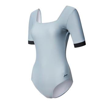 Speedo/speedo ins style slim and sexy haze blue square collar one-piece swimsuit women's resort style protection sun