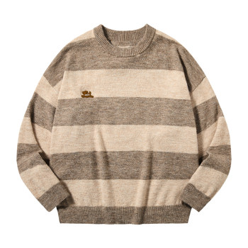 PSO Brand cute puppy color-blocked striped sweater men's autum and winter sweater couple sweater