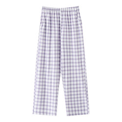 ສິ້ນດ່ຽວ plaid pajamas trousers ແມ່ຍິງພາກຮຽນ spring ແລະດູໃບໄມ້ລົ່ນຝ້າຍບໍລິສຸດບາງວ່າງ elastic pants ວ່າງທີ່ສາມາດໄດ້ຮັບການ worn ພາຍນອກຝ້າຍເຮືອນ pants summer