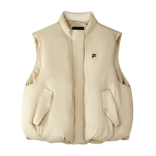 FILA FUSION斐乐潮牌羽绒马甲女2025冬新款时尚休闲宽松保暖上衣