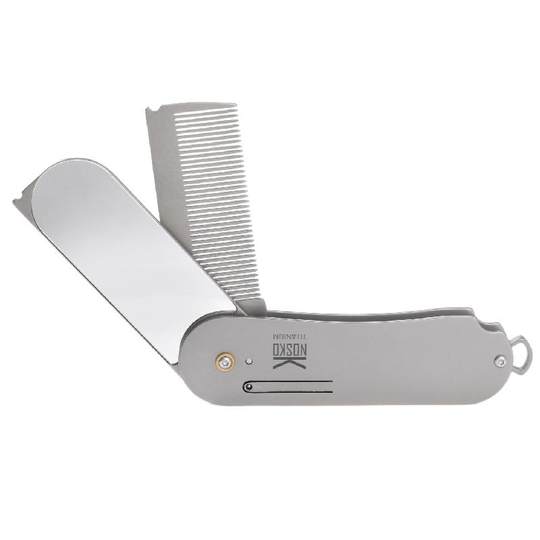 纯钛梳子镜子一体折叠镜梳折合便携镜梳可爱卡通密齿带化妆镜套装