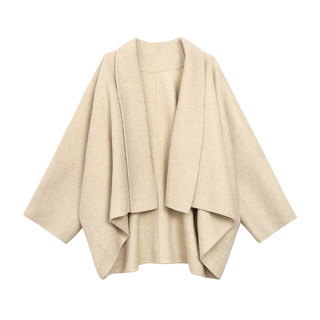 Skk Store Row系斗篷大衣880G驼绒桑蚕丝羊毛双面呢毛呢外套女冬