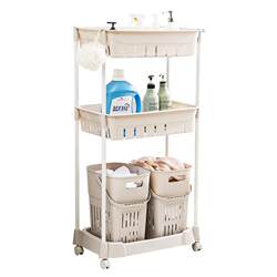 Dirty Clothes Basket, Clothes Storage Basket, Plastic Laundry Basket, Household Bathroom Clothes Bin, Blue Frame Bathroom Storage Rack