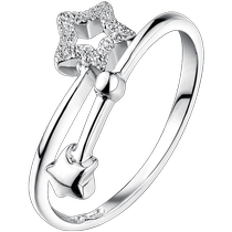 Six Foo Jewelry Pt950 Platine Ring Starry Star Track White Gold Female Ring Dlibellé HIPTBR0004