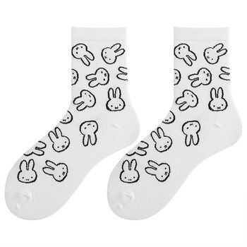 Socks that will pill, Japanese cute cartoon white rabbit girl socks, Korean version of ins trendy tube socks