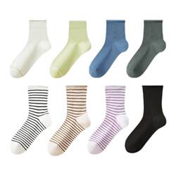 Songshan Cotton Store curled loose mouth men and women mid-calf socks simple and versatile spring thin socks antibacterial and durable cotton