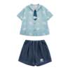 Youyou boys summer new cartoon cotton short-sleeved shirt casual loose denim shorts children's trendy and cool children's clothing