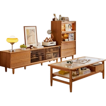 Lins Home Modern Simple Solid Wood Coffee Table TV Cabinet Combination Living Room Light Luxury Cherry Wood Furniture LH183