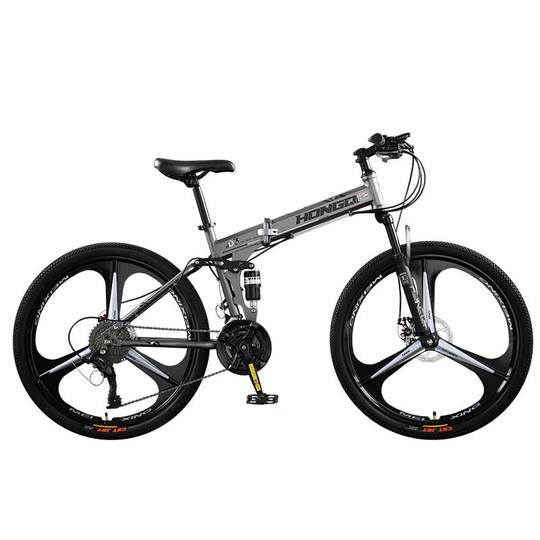 3 Sekunden zusammenklappbares Mountainbike mit roter Flagge aus Kohlenstoffstahl bergab