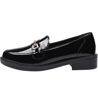 British style small leather shoes women's shoes 2023 spring and autumn new all-match loafers black flat single shoes casual peas shoes