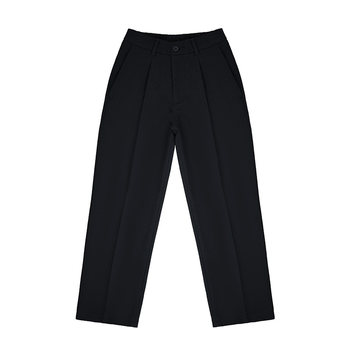 SHIJOIN ຕົ້ນສະບັບ FUNDAJOIN ສີດໍາ trousers ບາດເຈັບແລະແບບເກົາຫຼີ pleats ຂາກ້ວາງຂາຍາວ trendy 200240
