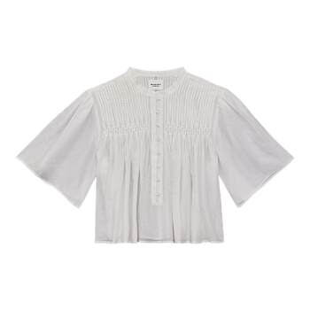 Marant etoile2025 destiny accordion pleated neck round-sleeve solid ສີເທິງສໍາລັບແມ່ຍິງ