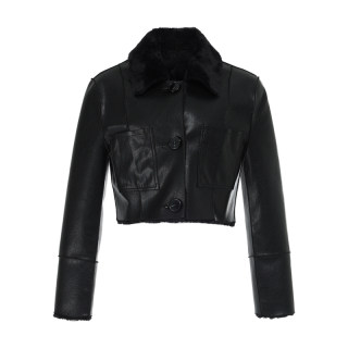 Yunzai zhang yuanying same notyourrose double-sided fur coat for women's lapel bane style leather jacket