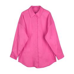 ເສື້ອເຊີດແຂນຍາວສີບົວແບບດຽວກັນຂອງ Shen Mengchen ສໍາລັບແມ່ຍິງ niche ການອອກແບບວ່າງສູງ lazy silhouette top jacket ພາກຮຽນ spring