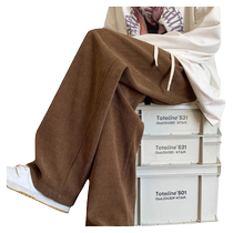 Corduroy pants mens spring and autumn loose trousers trendy brand 2024 new heavy drape autumn and winter straight casual pants