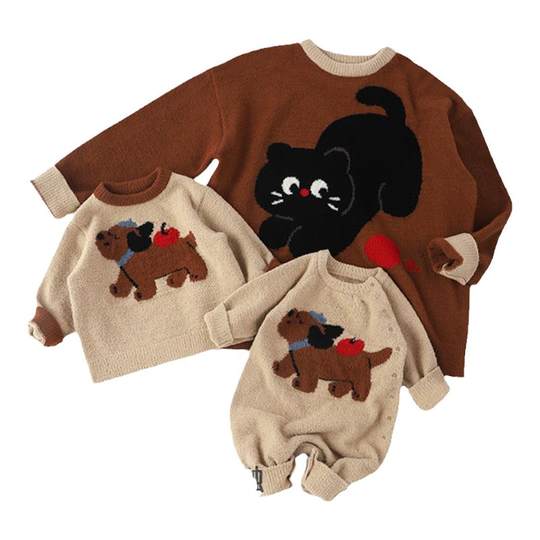 WHYLOOK 半边绒亲子装母女秋冬一家三口婴儿连体衣保暖居家睡衣