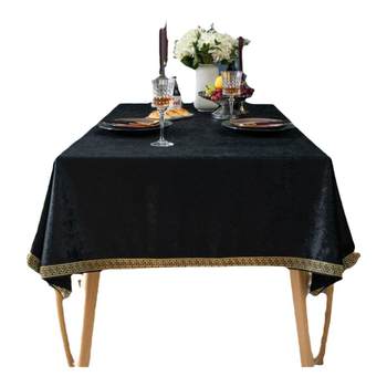 Black chenille striped tablecloth dining velvet custom made light luxury Black chenille striped tablecloth dining velvet custom made light luxury