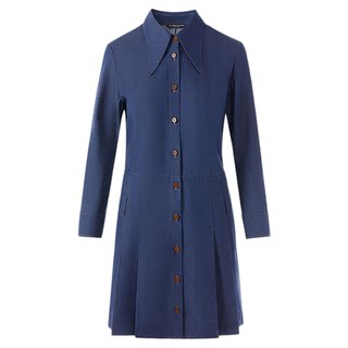 EiLEEN ELITEE2025年秋新款高级感衬衫牛仔长袖收腰A字连衣裙子女